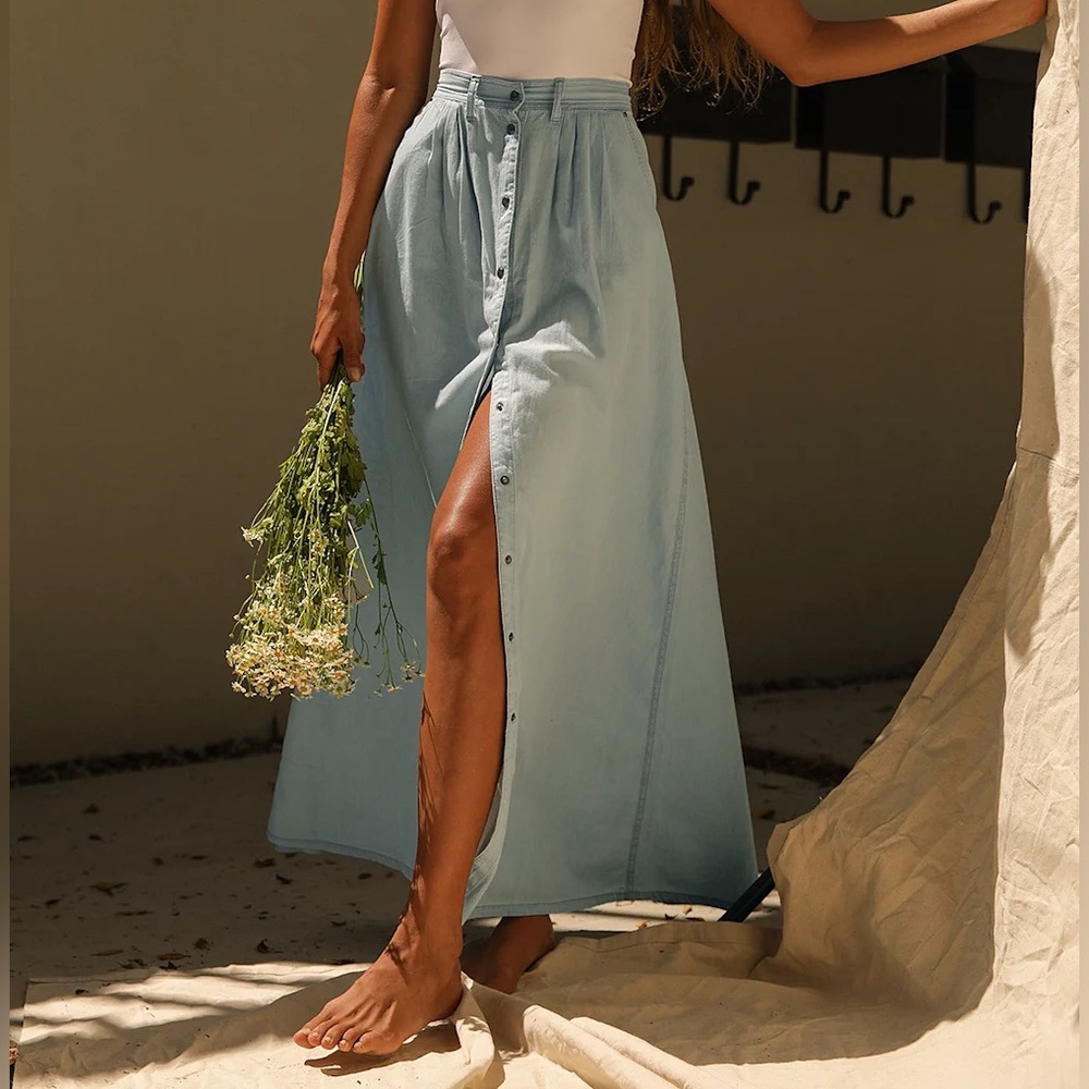 PISTOLA | Baez Chambray Maxi Skirt | Small